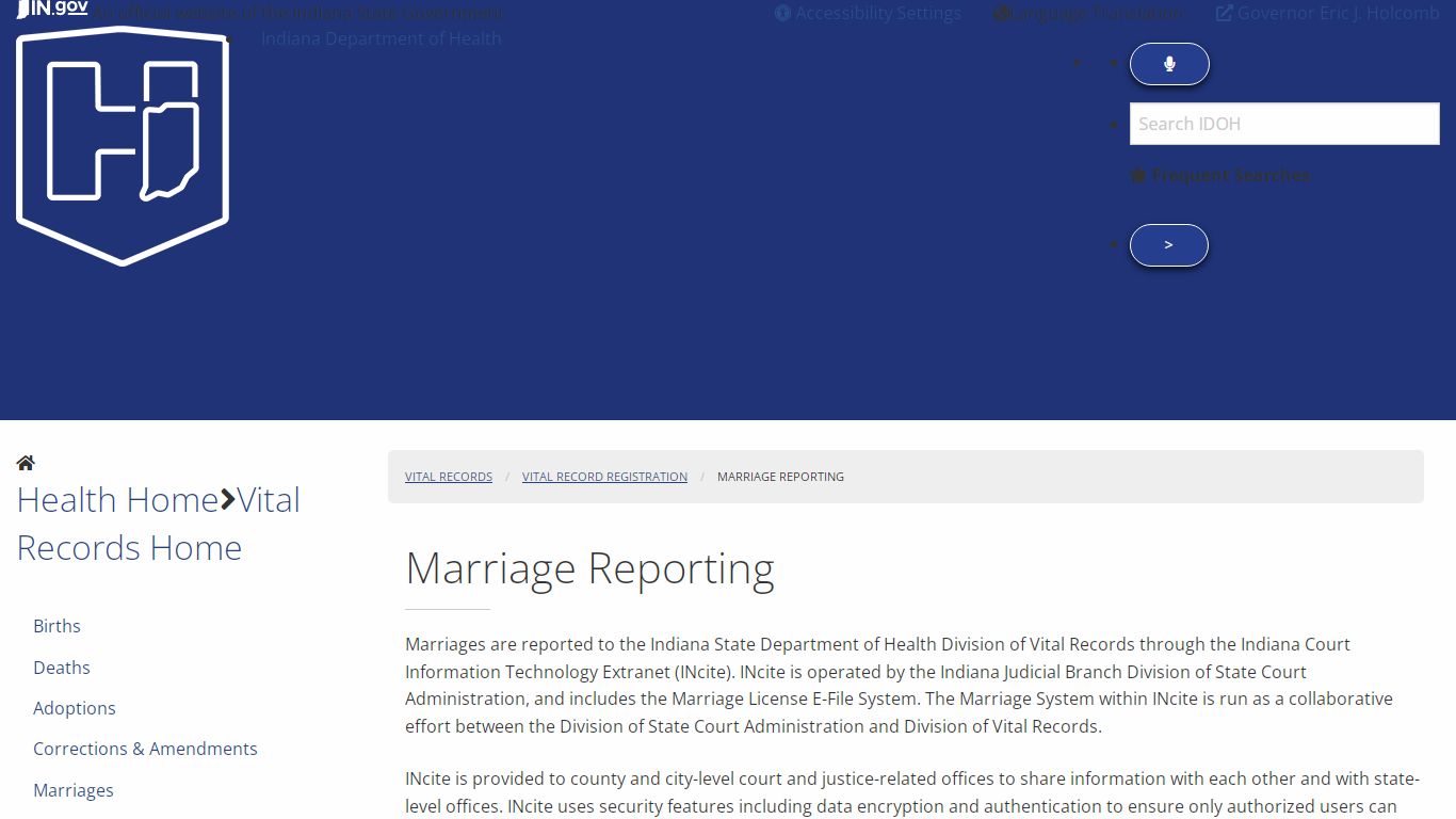 Health: Vital Records: Marriage Reporting